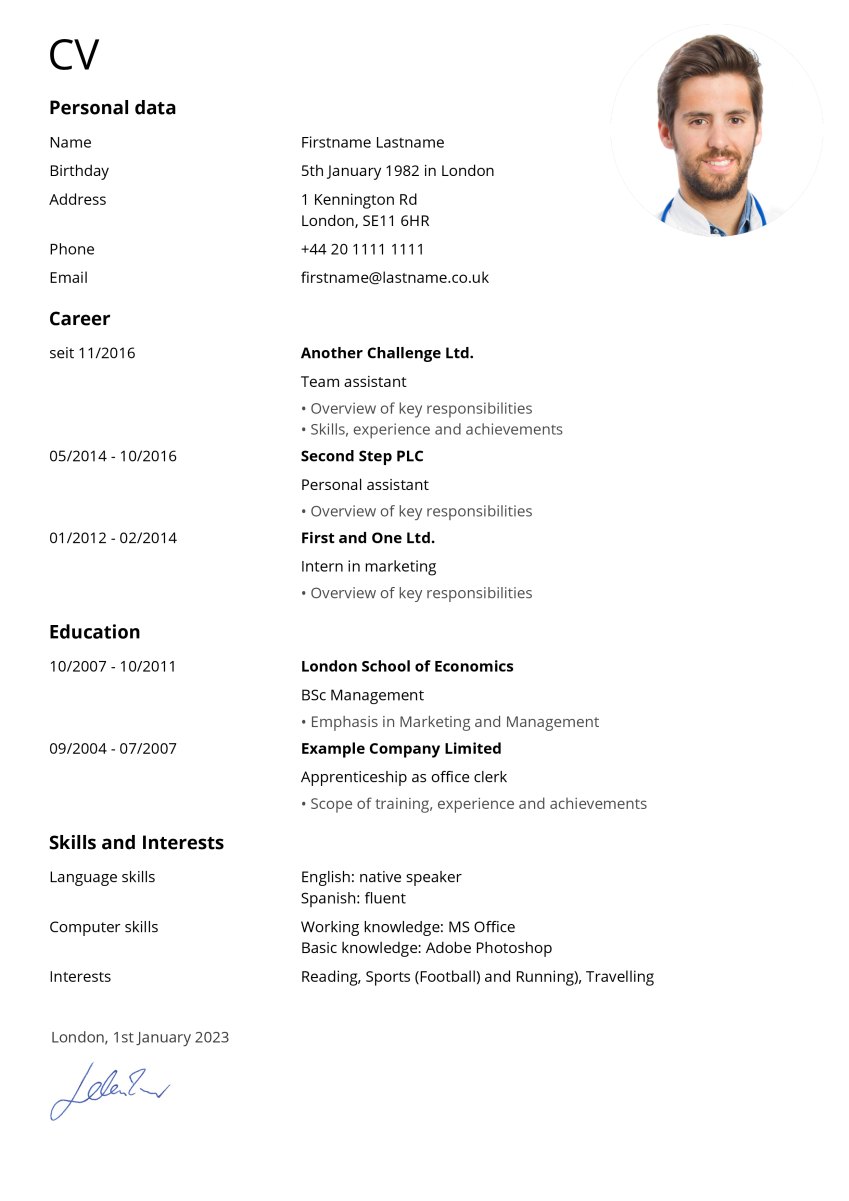 CV template plain and simple - Uk.CVhero.com