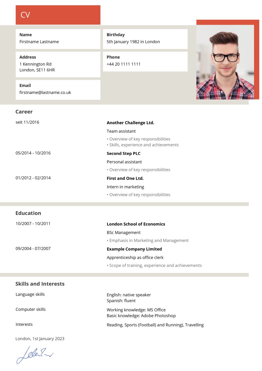 Example for Stylish CV